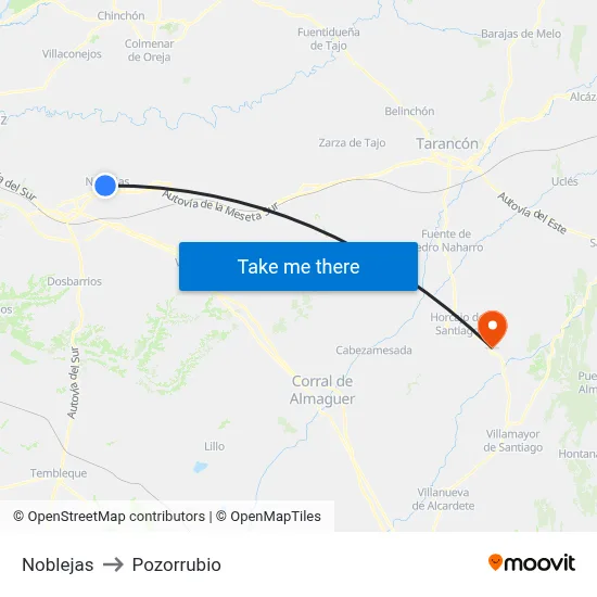 Noblejas to Pozorrubio map
