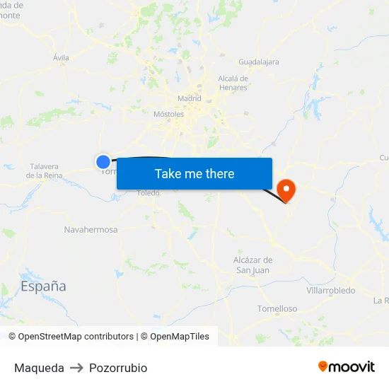 Maqueda to Pozorrubio map