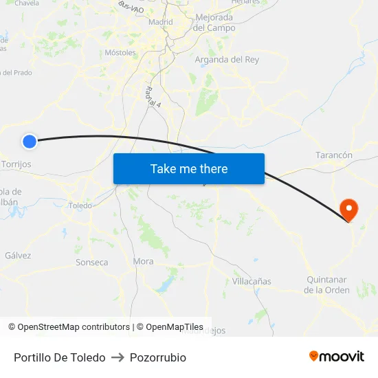 Portillo De Toledo to Pozorrubio map