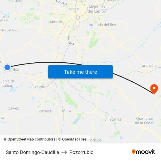 Santo Domingo-Caudilla to Pozorrubio map