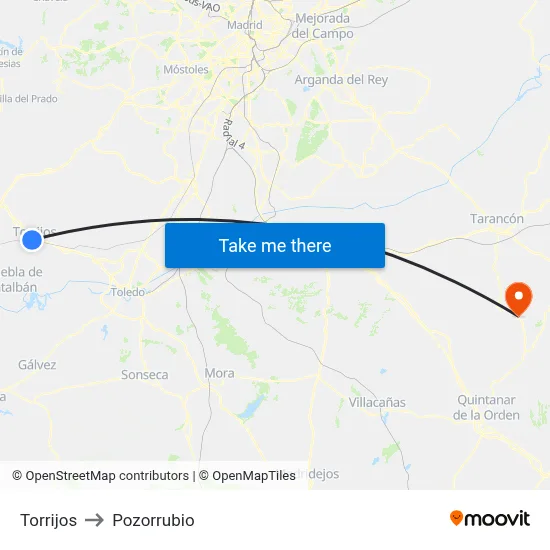 Torrijos to Pozorrubio map