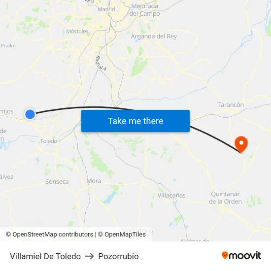 Villamiel De Toledo to Pozorrubio map