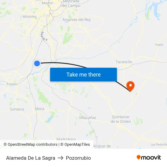 Alameda De La Sagra to Pozorrubio map