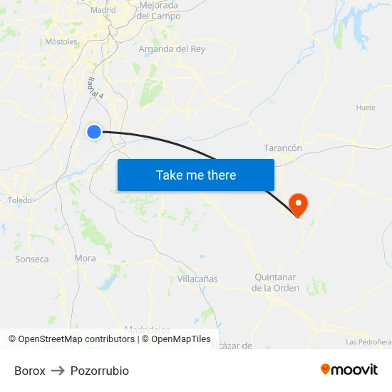 Borox to Pozorrubio map