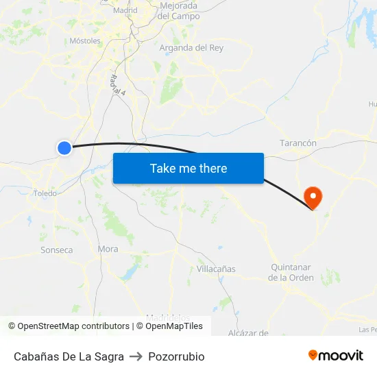 Cabañas De La Sagra to Pozorrubio map