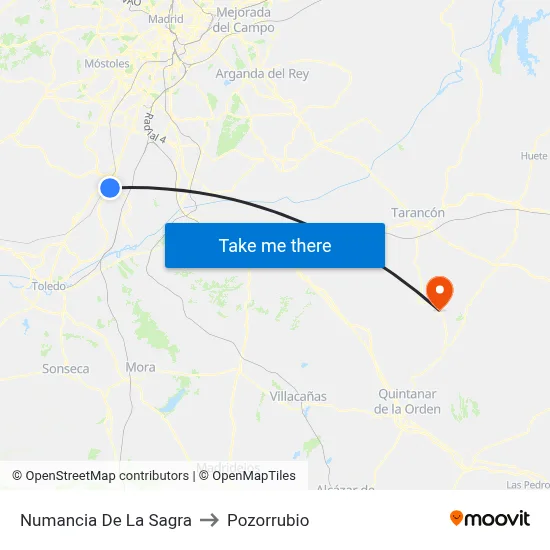 Numancia De La Sagra to Pozorrubio map
