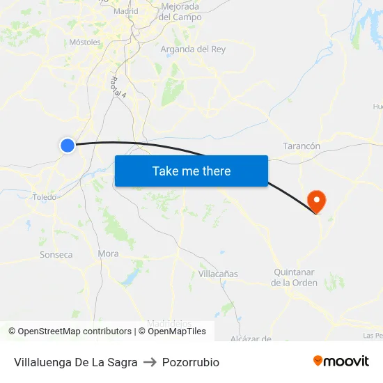 Villaluenga De La Sagra to Pozorrubio map