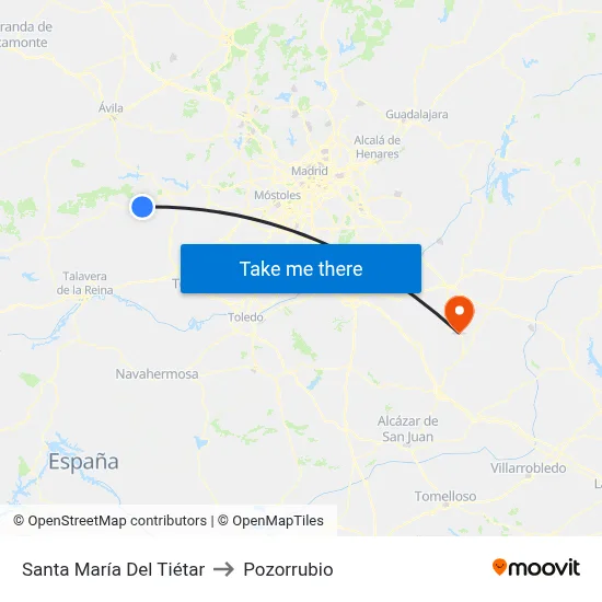 Santa María Del Tiétar to Pozorrubio map