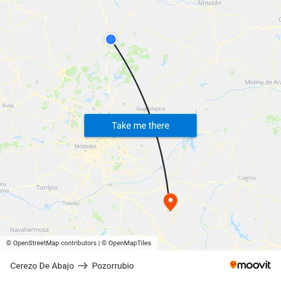 Cerezo De Abajo to Pozorrubio map