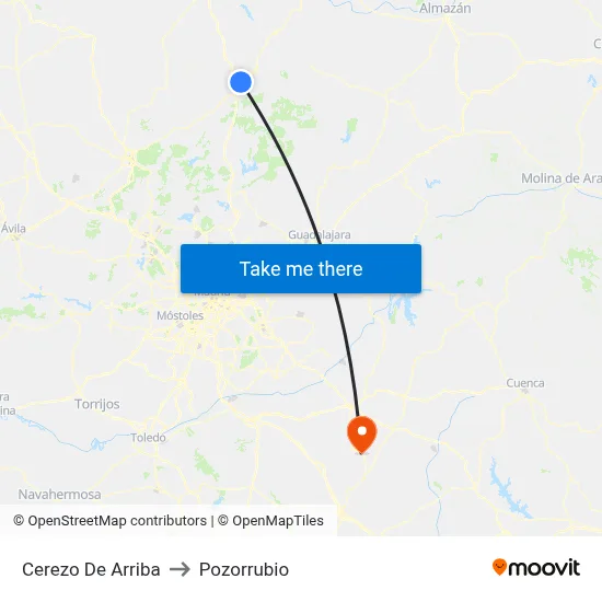 Cerezo De Arriba to Pozorrubio map