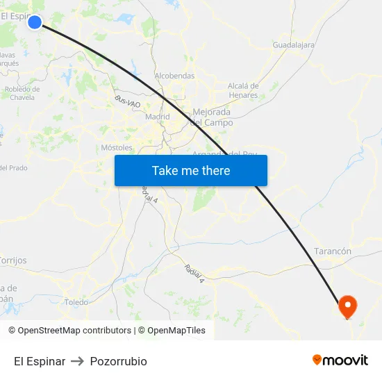 El Espinar to Pozorrubio map