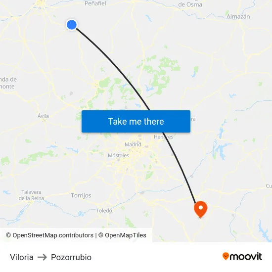 Viloria to Pozorrubio map