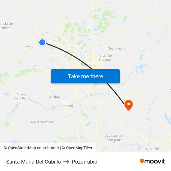 Santa María Del Cubillo to Pozorrubio map