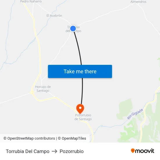 Torrubia Del Campo to Pozorrubio map