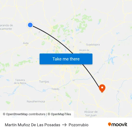 Martín Muñoz De Las Posadas to Pozorrubio map