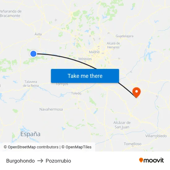 Burgohondo to Pozorrubio map