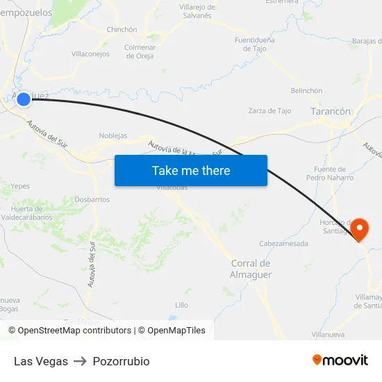 Las Vegas to Pozorrubio map