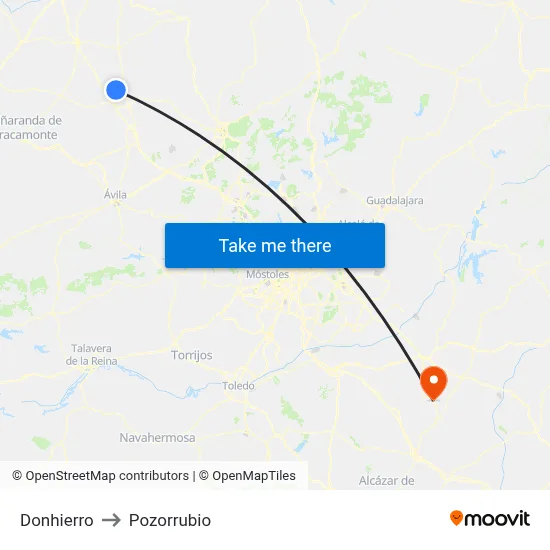 Donhierro to Pozorrubio map