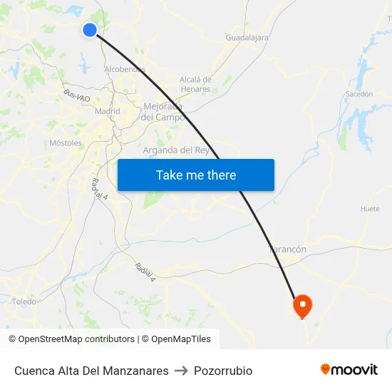 Cuenca Alta Del Manzanares to Pozorrubio map