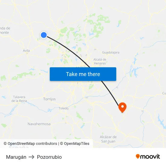 Marugán to Pozorrubio map