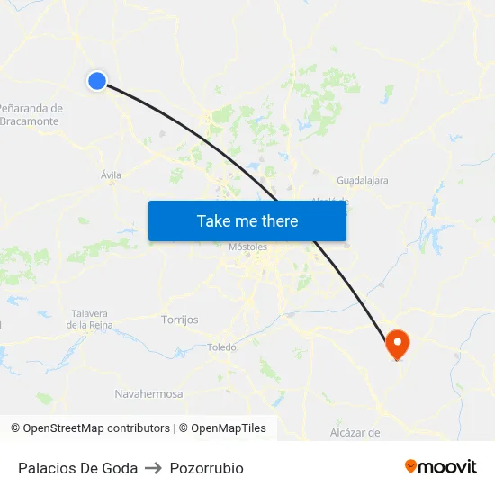 Palacios De Goda to Pozorrubio map