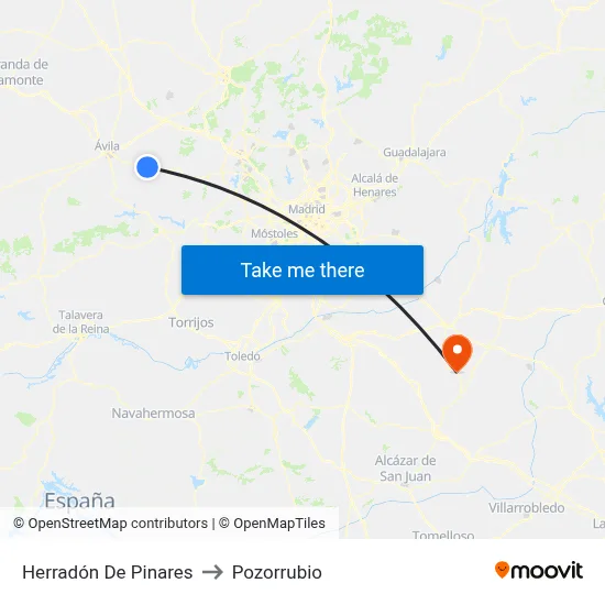 Herradón De Pinares to Pozorrubio map