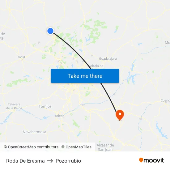 Roda De Eresma to Pozorrubio map