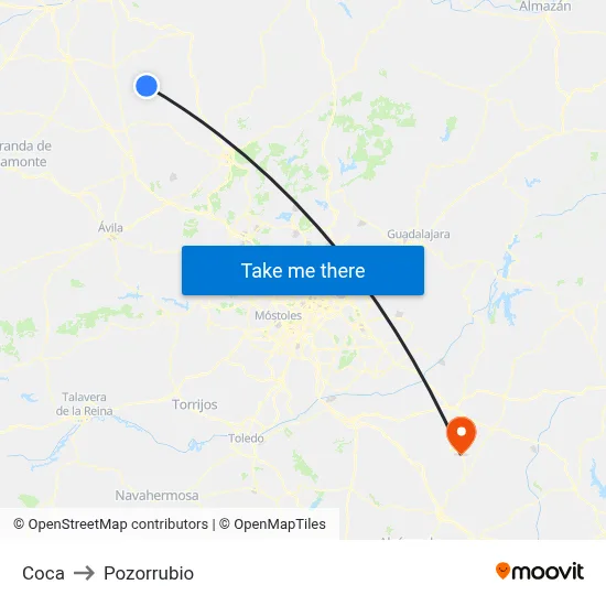 Coca to Pozorrubio map
