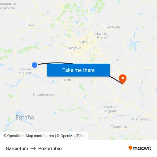Garciotum to Pozorrubio map