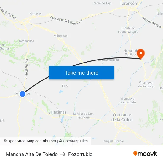 Mancha Alta De Toledo to Pozorrubio map