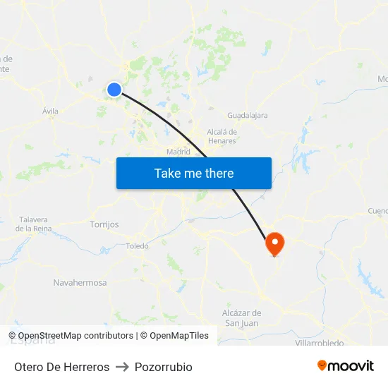 Otero De Herreros to Pozorrubio map