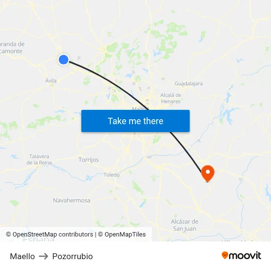 Maello to Pozorrubio map