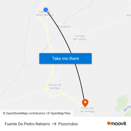 Fuente De Pedro Naharro to Pozorrubio map
