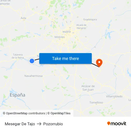 Mesegar De Tajo to Pozorrubio map