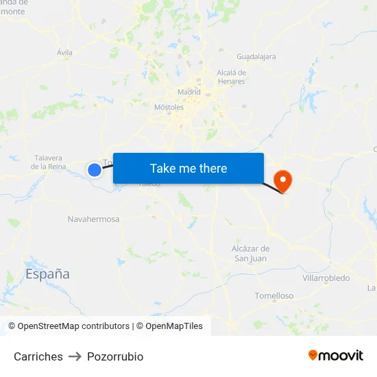 Carriches to Pozorrubio map