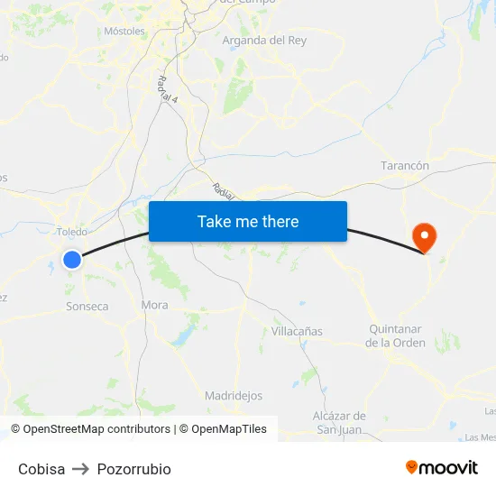 Cobisa to Pozorrubio map