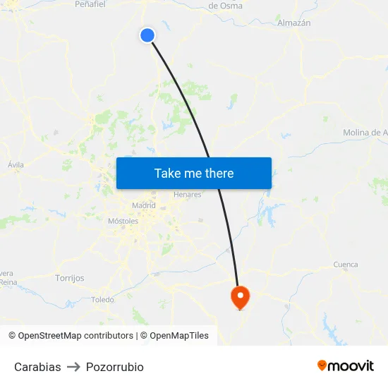 Carabias to Pozorrubio map