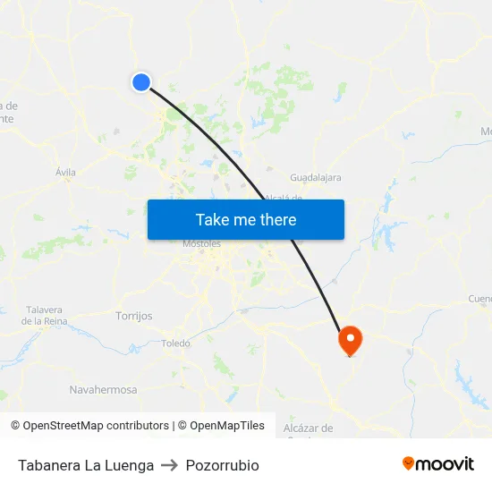 Tabanera La Luenga to Pozorrubio map
