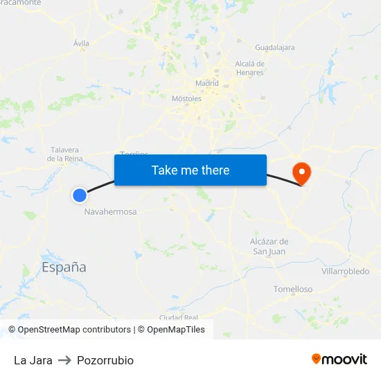La Jara to Pozorrubio map