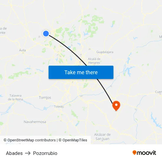 Abades to Pozorrubio map