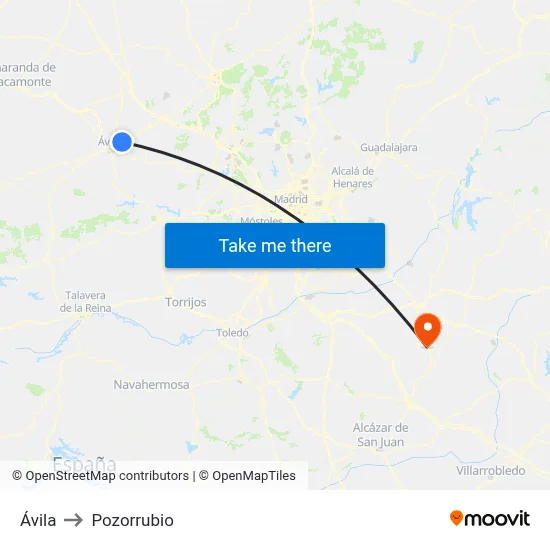 Ávila to Pozorrubio map