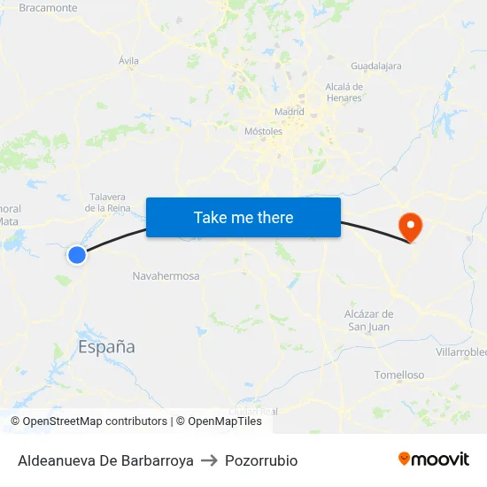 Aldeanueva De Barbarroya to Pozorrubio map