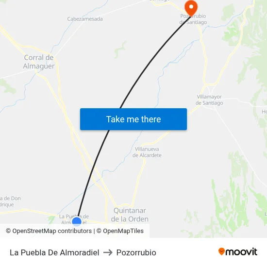 La Puebla De Almoradiel to Pozorrubio map