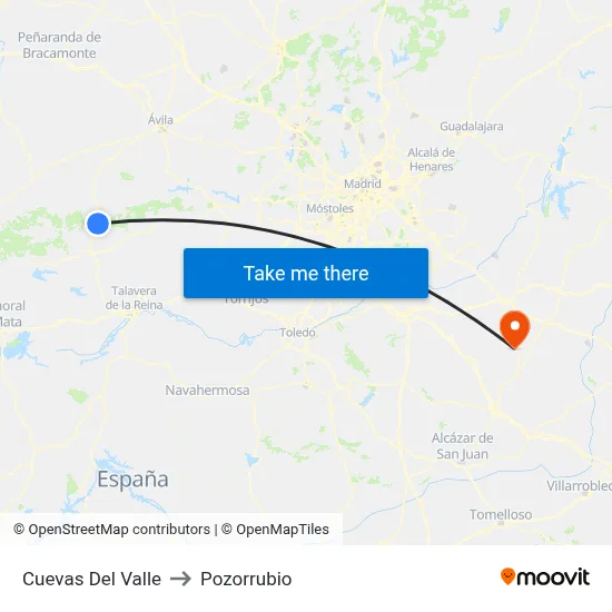Cuevas Del Valle to Pozorrubio map