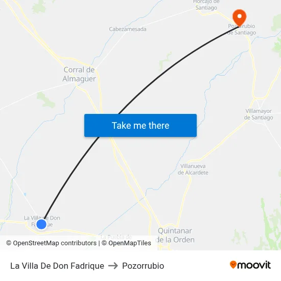 La Villa De Don Fadrique to Pozorrubio map