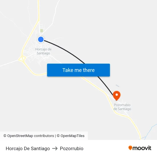 Horcajo De Santiago to Pozorrubio map