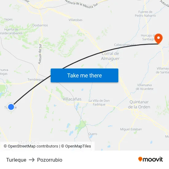 Turleque to Pozorrubio map