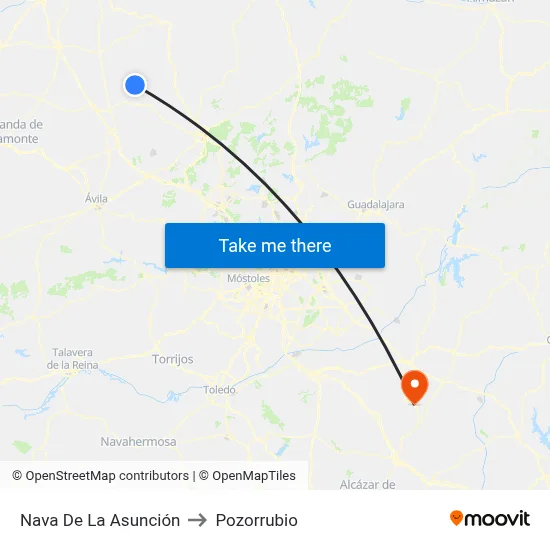 Nava De La Asunción to Pozorrubio map
