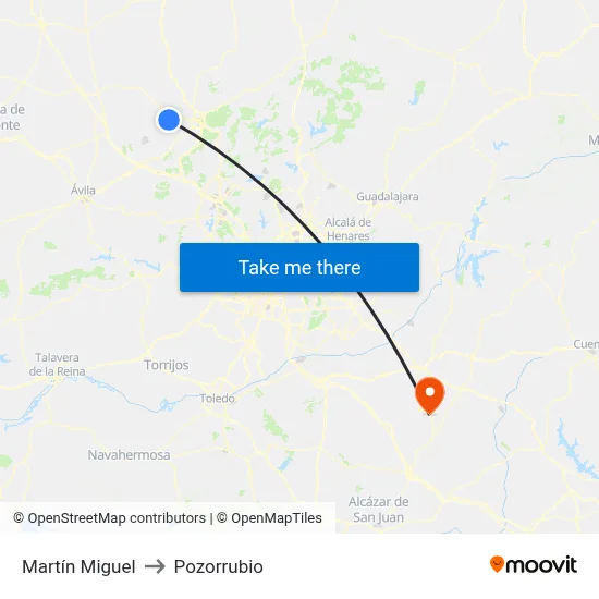 Martín Miguel to Pozorrubio map