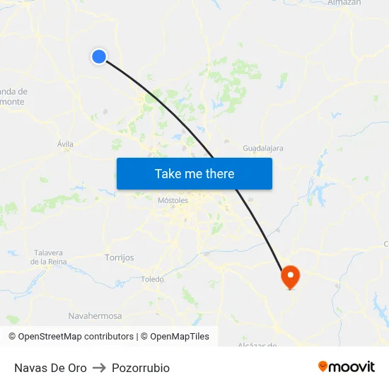 Navas De Oro to Pozorrubio map